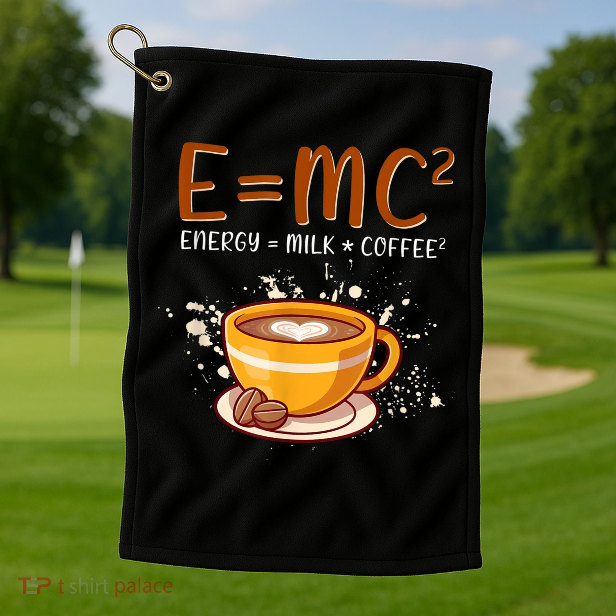 E=mc2 Energy= Milk Coffee2 Coffee Lovers Golf Towel
