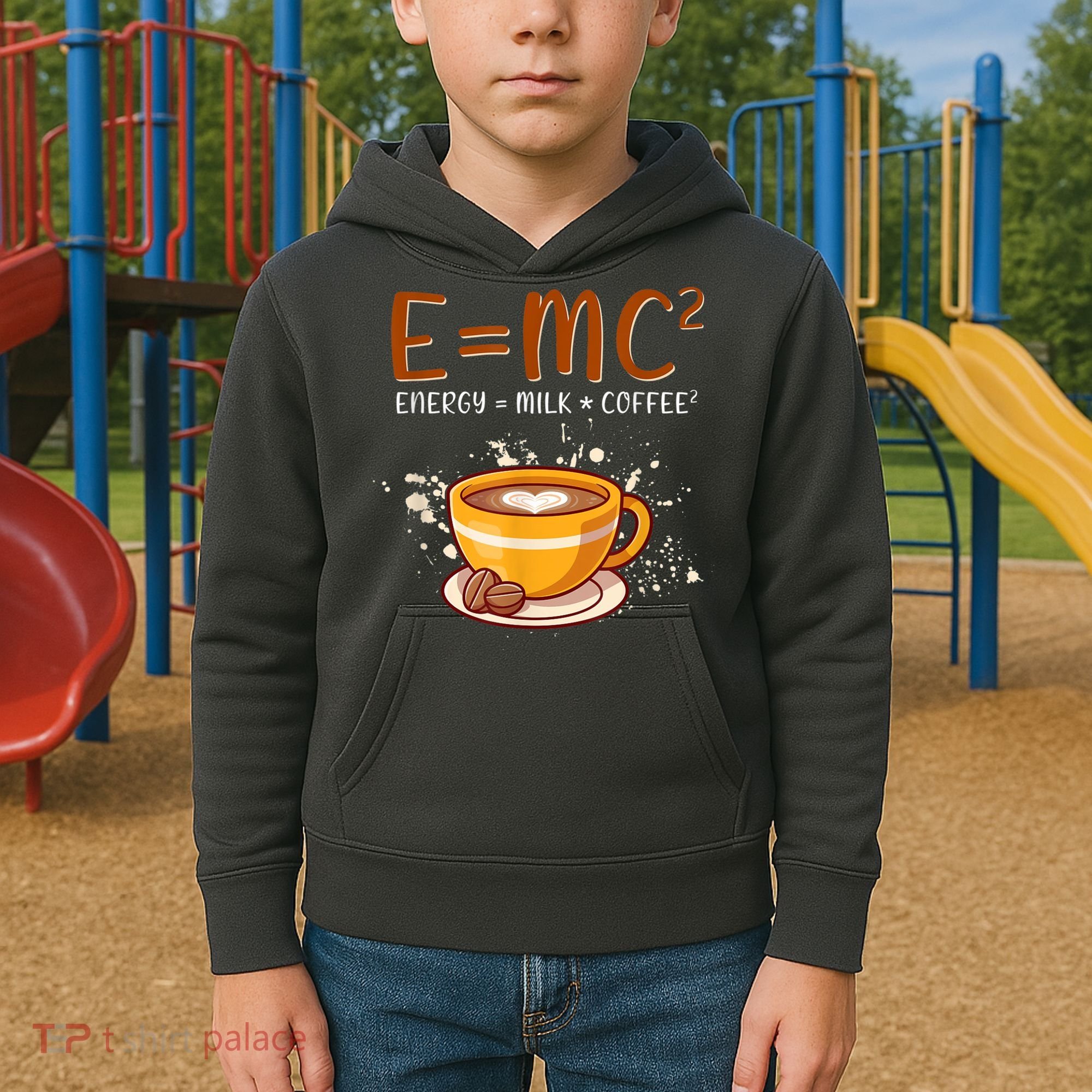 E=mc2 Energy= Milk Coffee2 Coffee Lovers Kids Hoodie