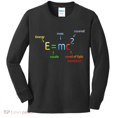 E Equals M C Squared E=Mc2 Science Equation Kids Long Sleeve Shirt