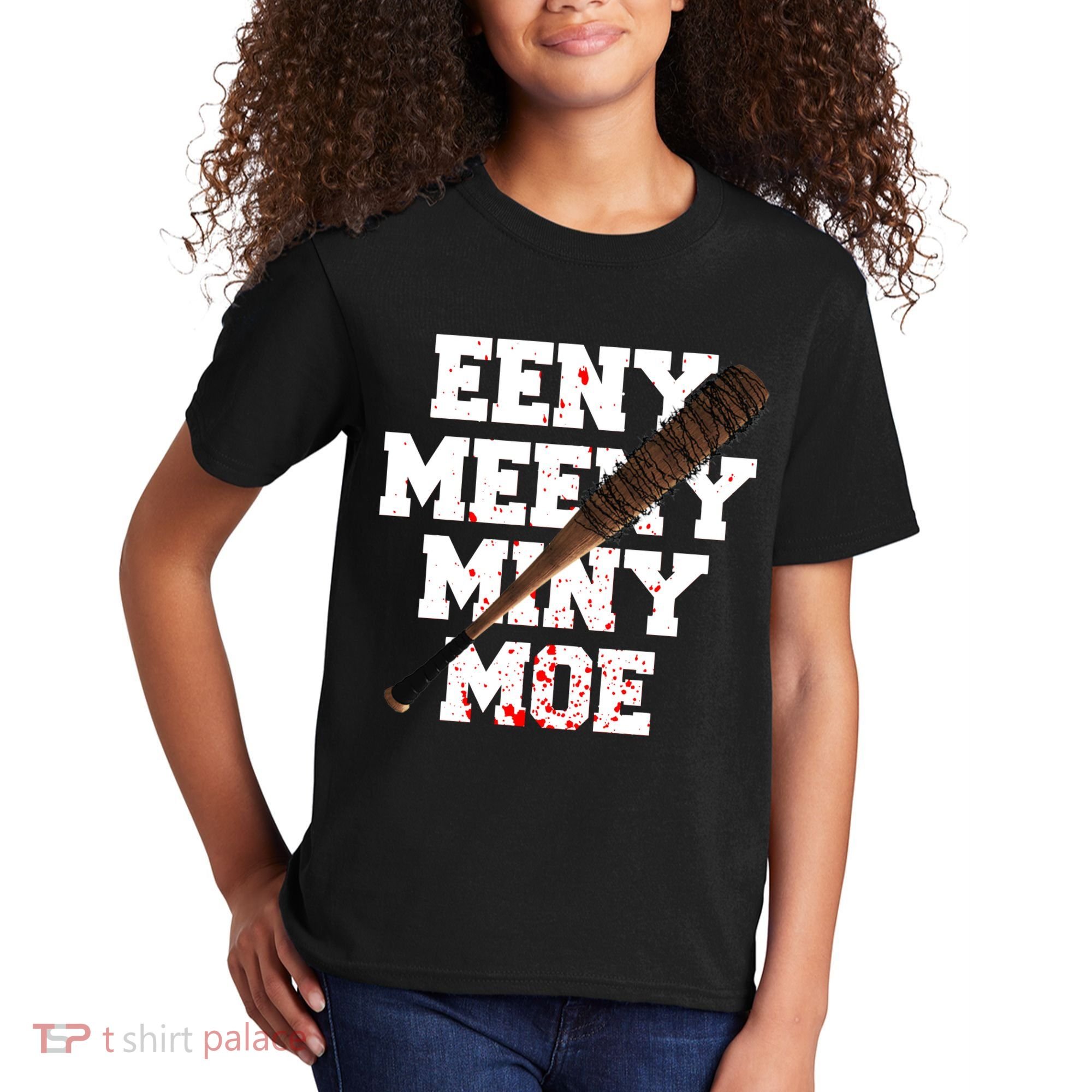 Eeny Meeny Miny Moe Neagan Zombie Killing Walkers Bloody Bat Kids T-Shirt
