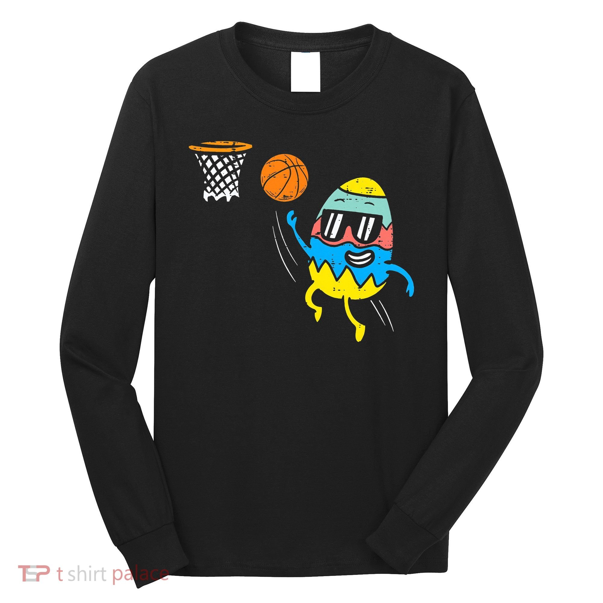 Easter Egg Playing Basketball Cute Sports Long Sleeve Shirt