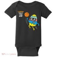Easter Egg Playing Basketball Cute Sports Baby Bodysuit thumb 0