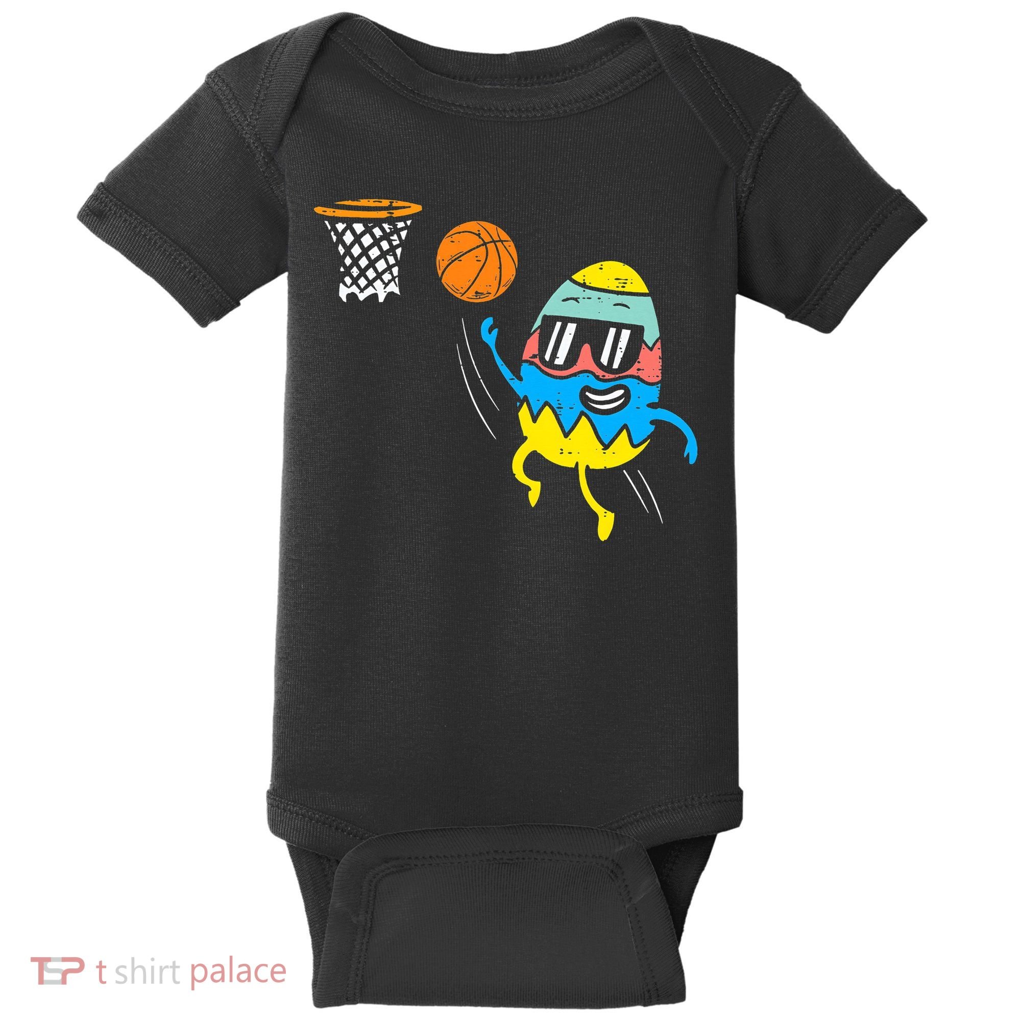 Easter Egg Playing Basketball Cute Sports Baby Bodysuit