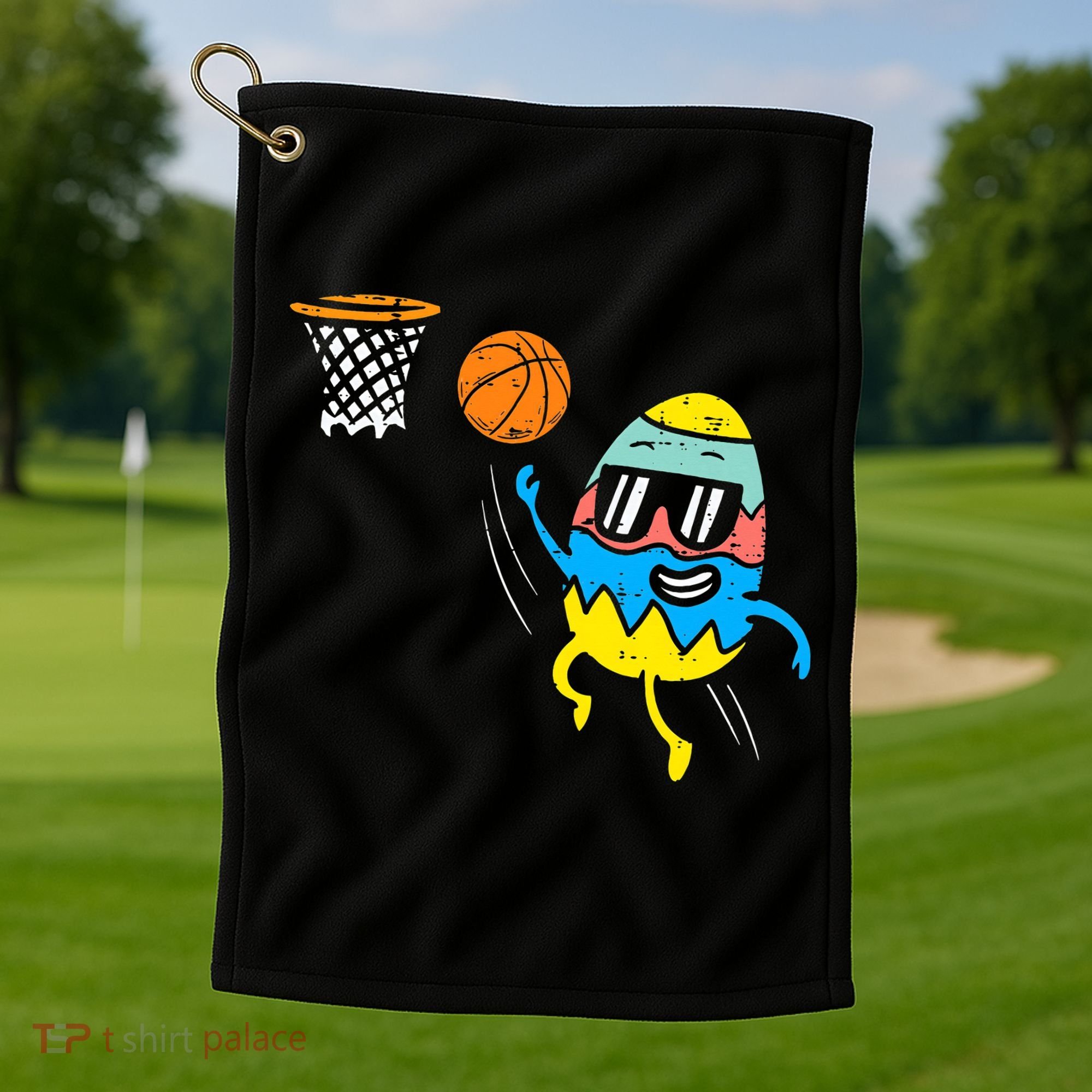 Easter Egg Playing Basketball Cute Sports Golf Towel