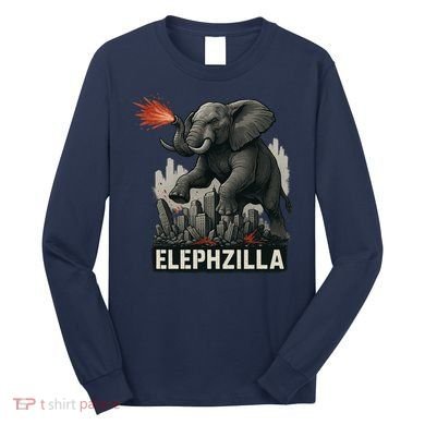 Elephent Elephzilla Parody In Action Long Sleeve Shirt