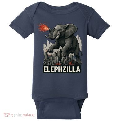 Elephent Elephzilla Parody In Action Baby Bodysuit