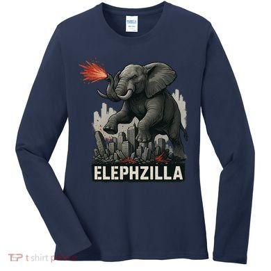 Elephent Elephzilla Parody In Action Women's Long Sleeve Shirt