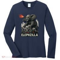 Elephent Elephzilla Parody In Action Women's Long Sleeve Shirt thumb 0