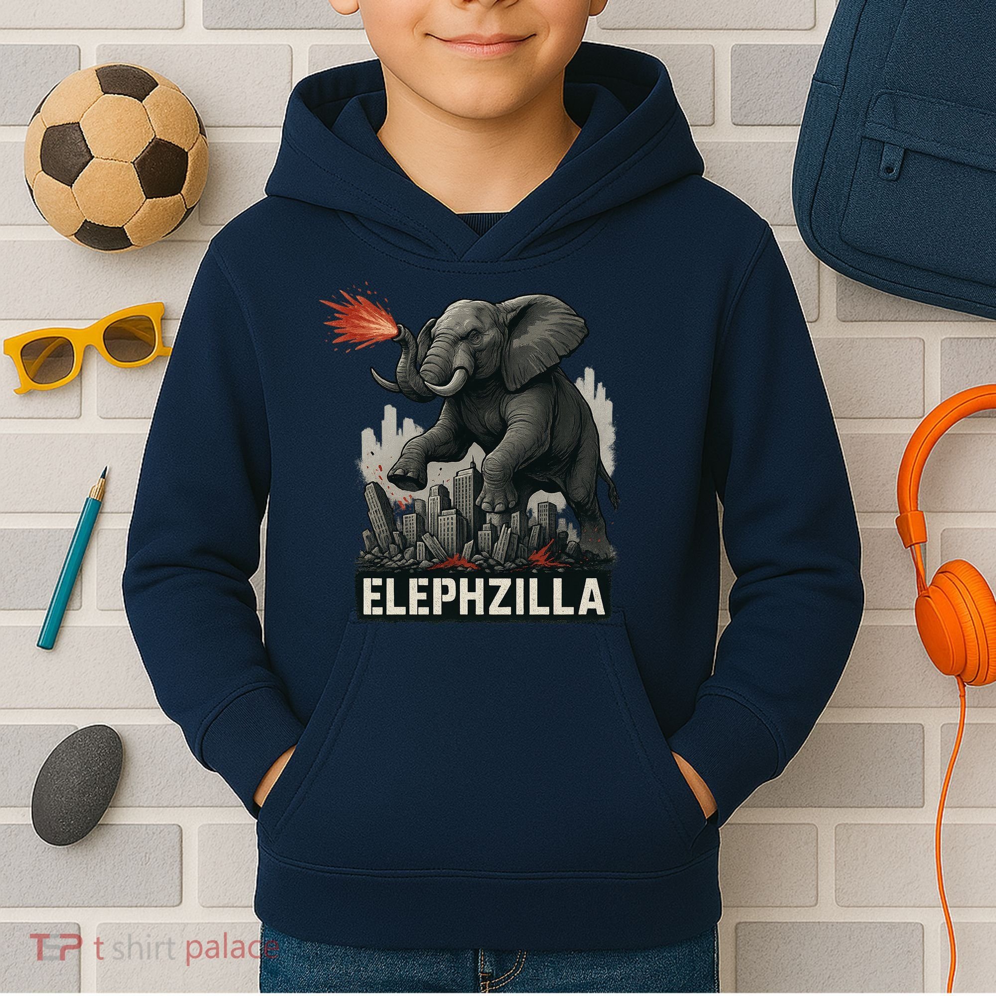 Elephent Elephzilla Parody In Action Kids Hoodie