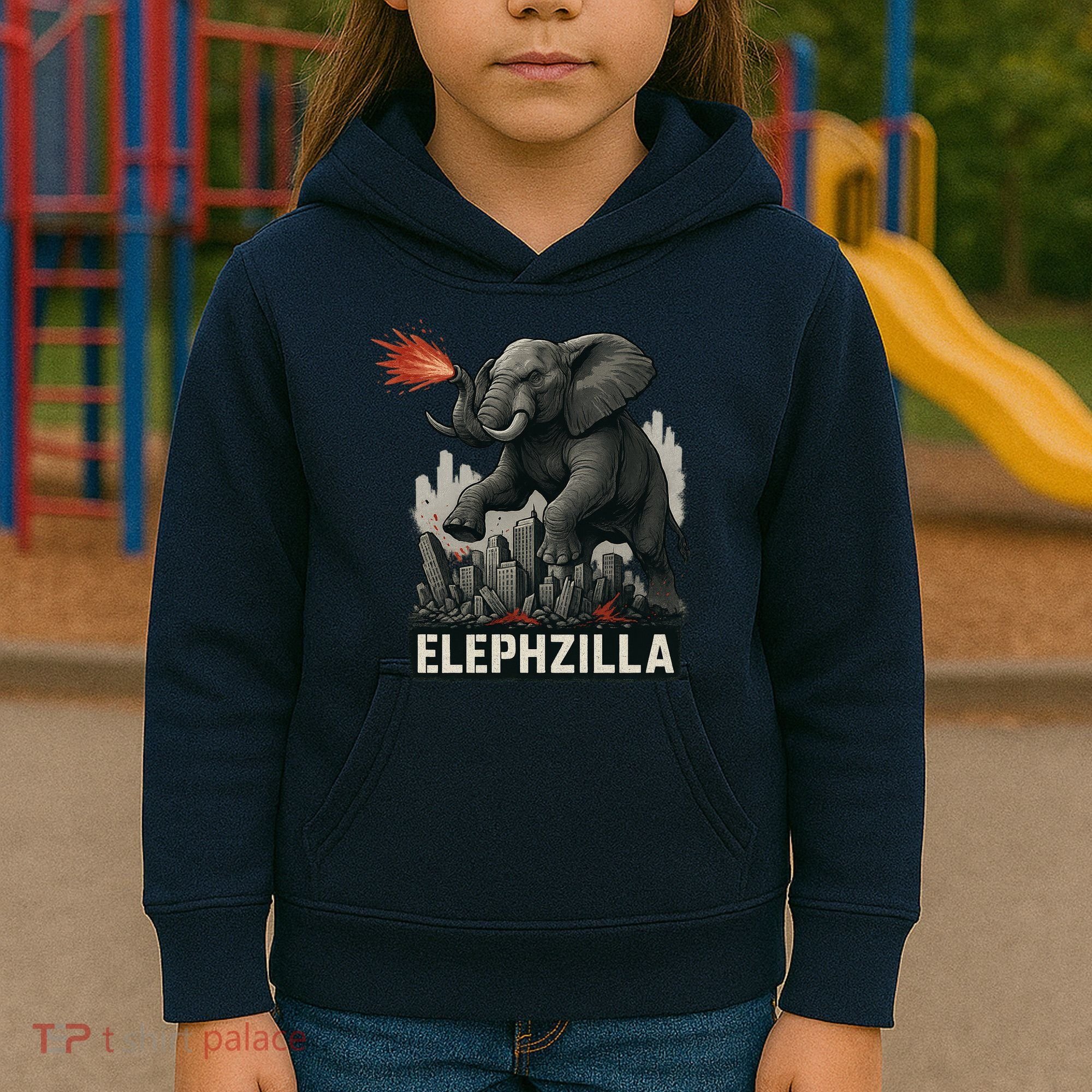 Elephent Elephzilla Parody In Action Kids Hoodie