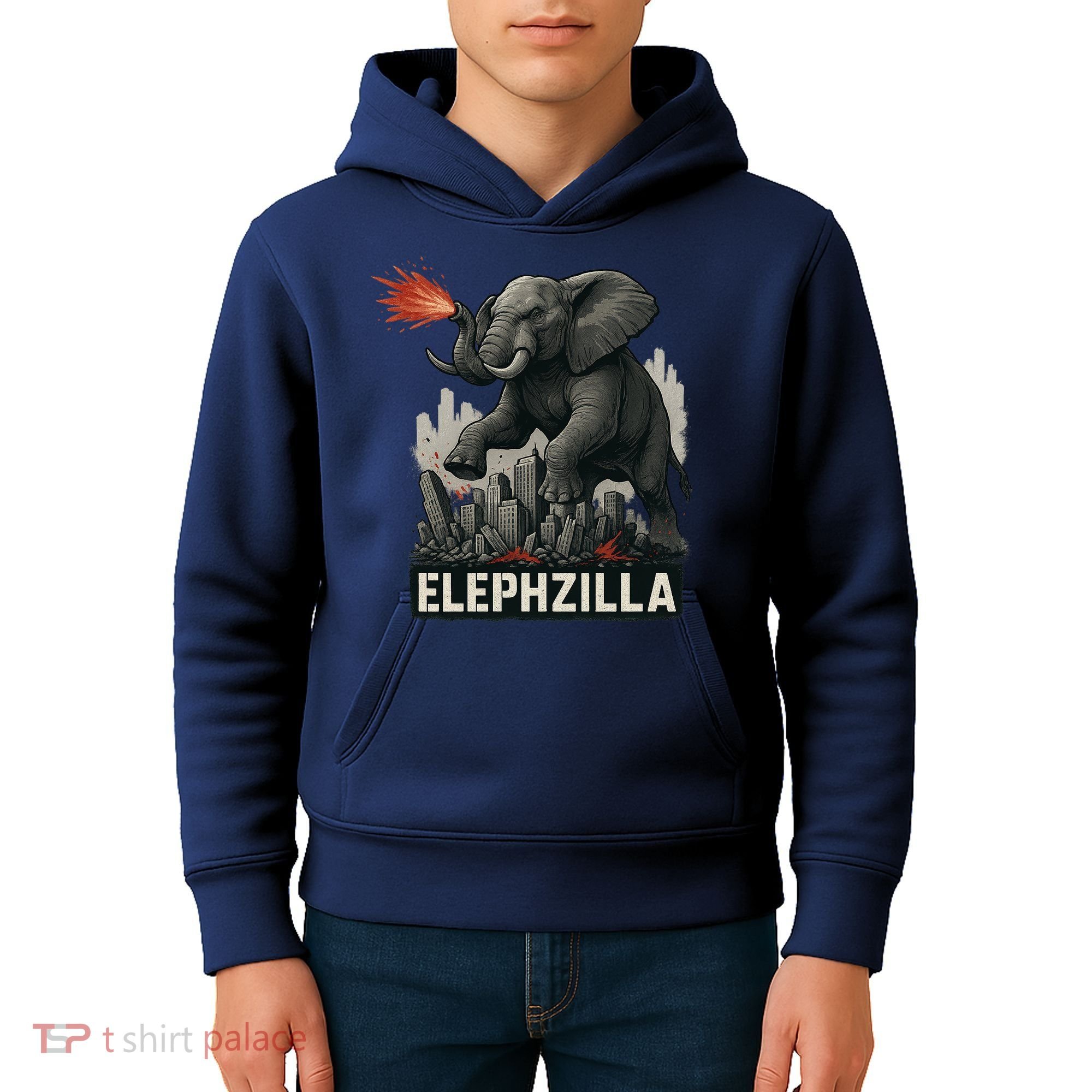 Elephent Elephzilla Parody In Action Kids Hoodie