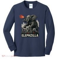 Elephent Elephzilla Parody In Action Kids Long Sleeve Shirt thumb 0