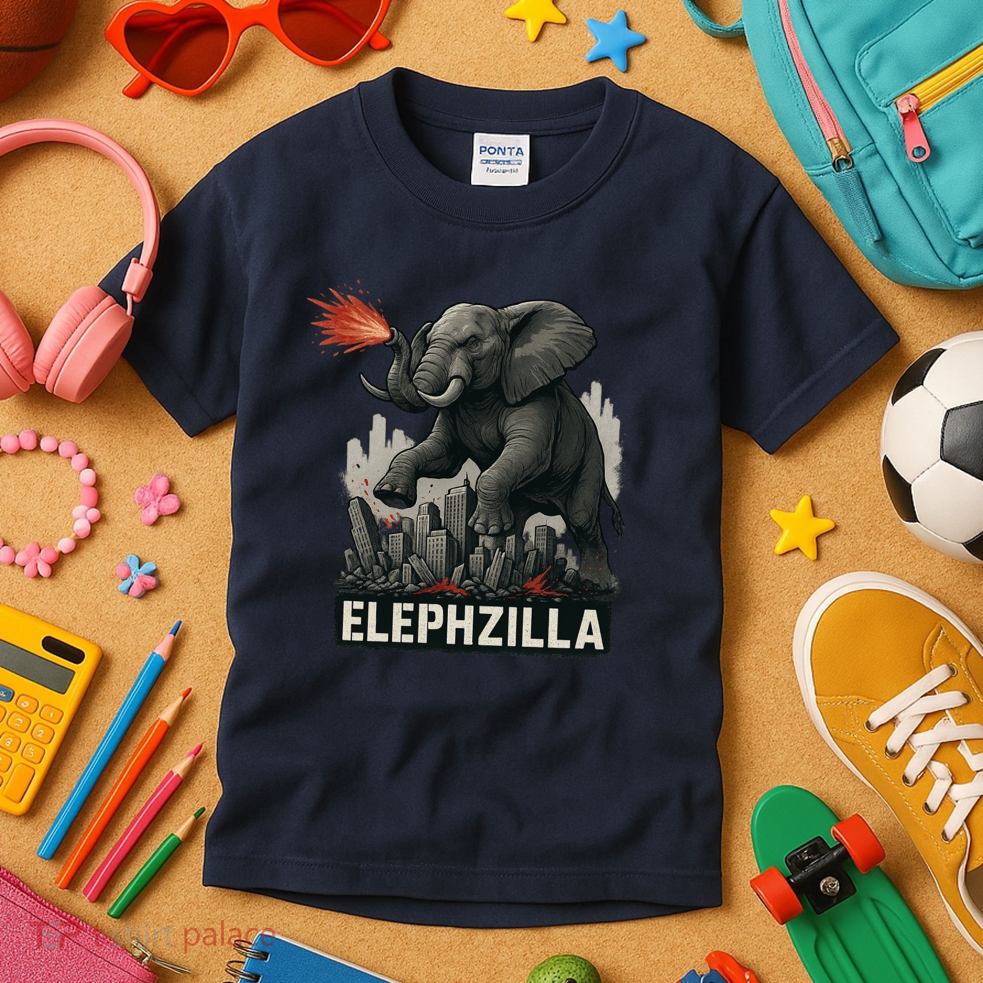 Elephent Elephzilla Parody In Action Kids T-Shirt
