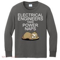 Electrical Engineers Take Power Naps Funny Sloth Kids Long Sleeve Shirt thumb 0