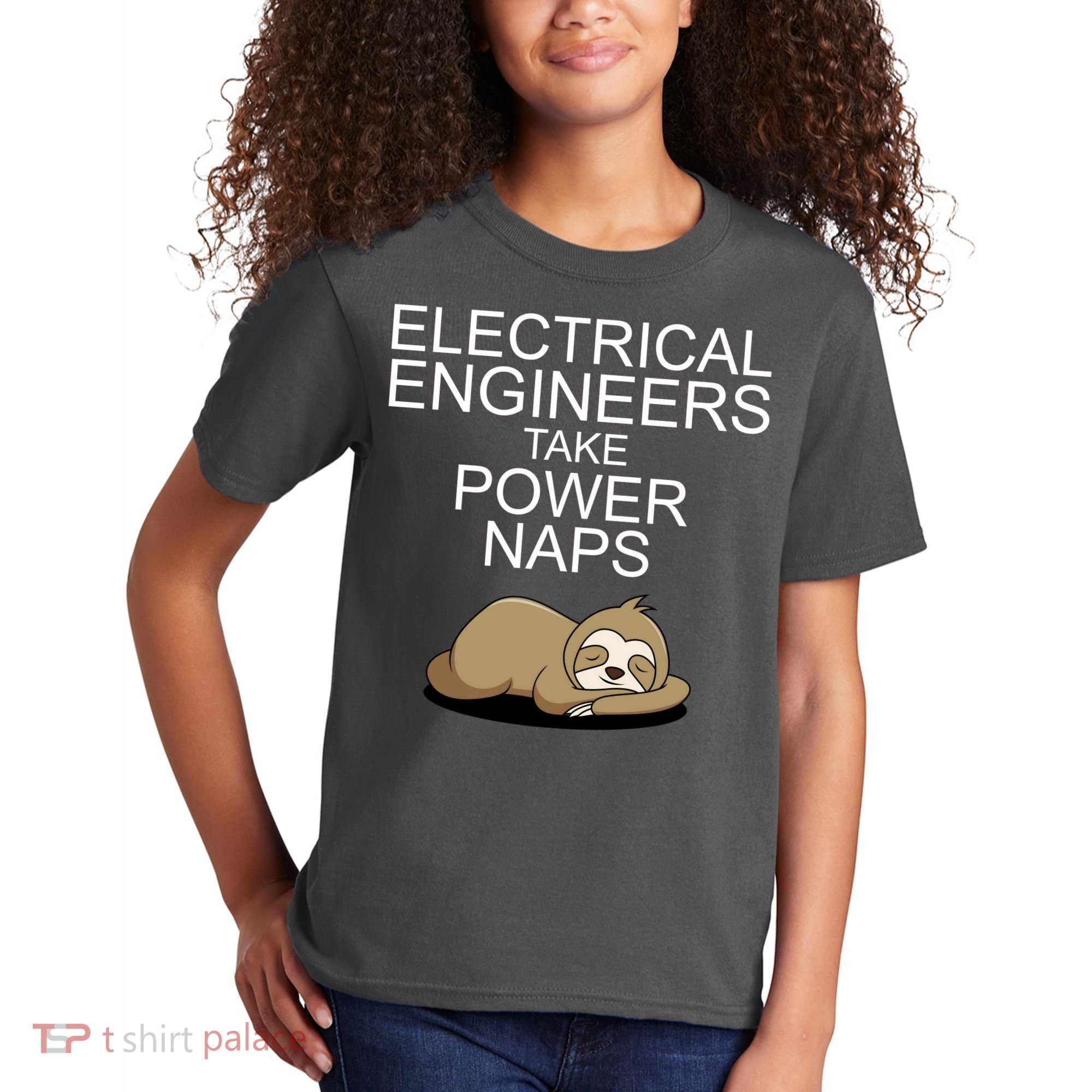 Electrical Engineers Take Power Naps Funny Sloth Kids T-Shirt
