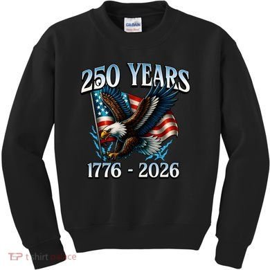 Eagle Flag 250 Years 1776-2026 250th Birthday Kids Sweatshirt