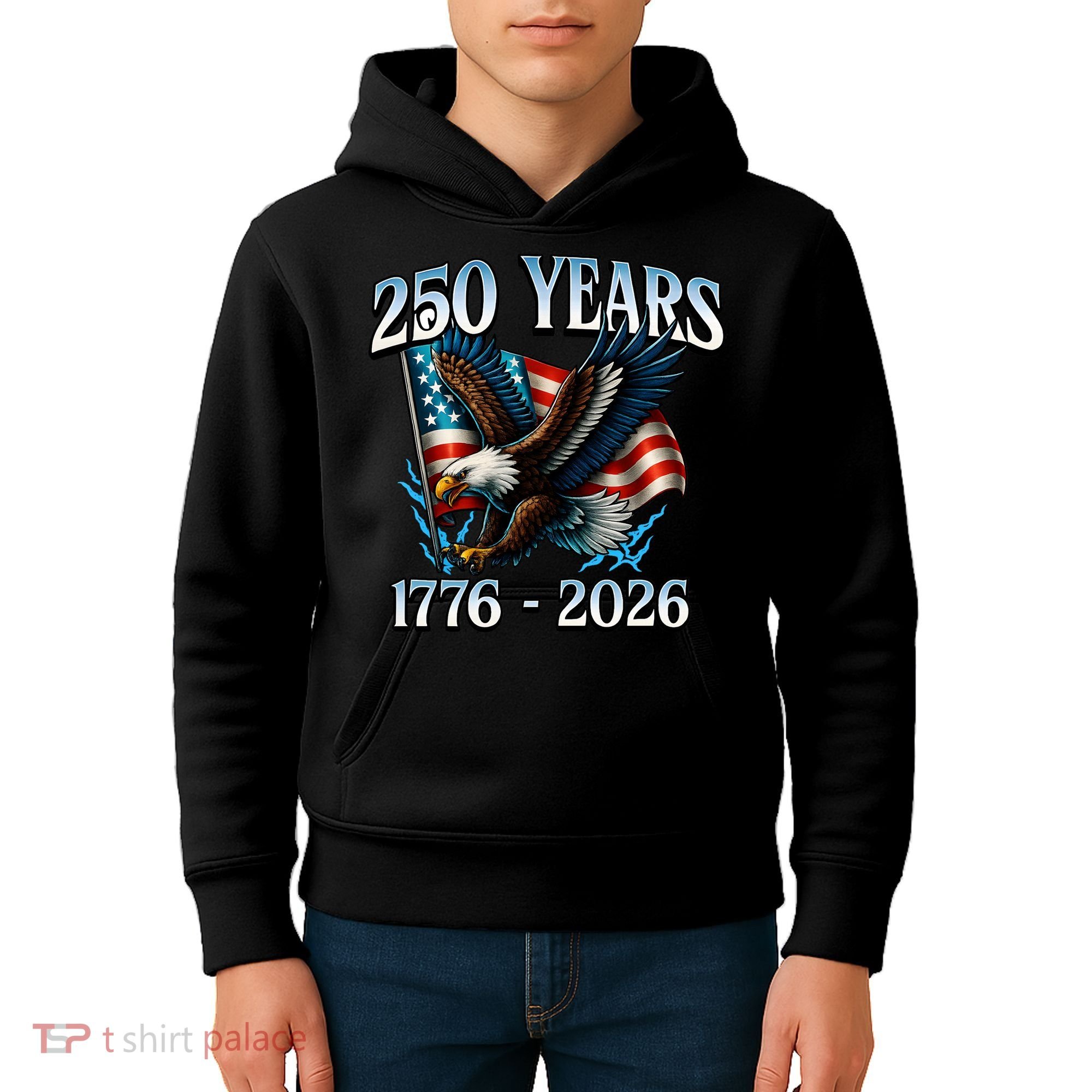 Eagle Flag 250 Years 1776-2026 250th Birthday Kids Hoodie