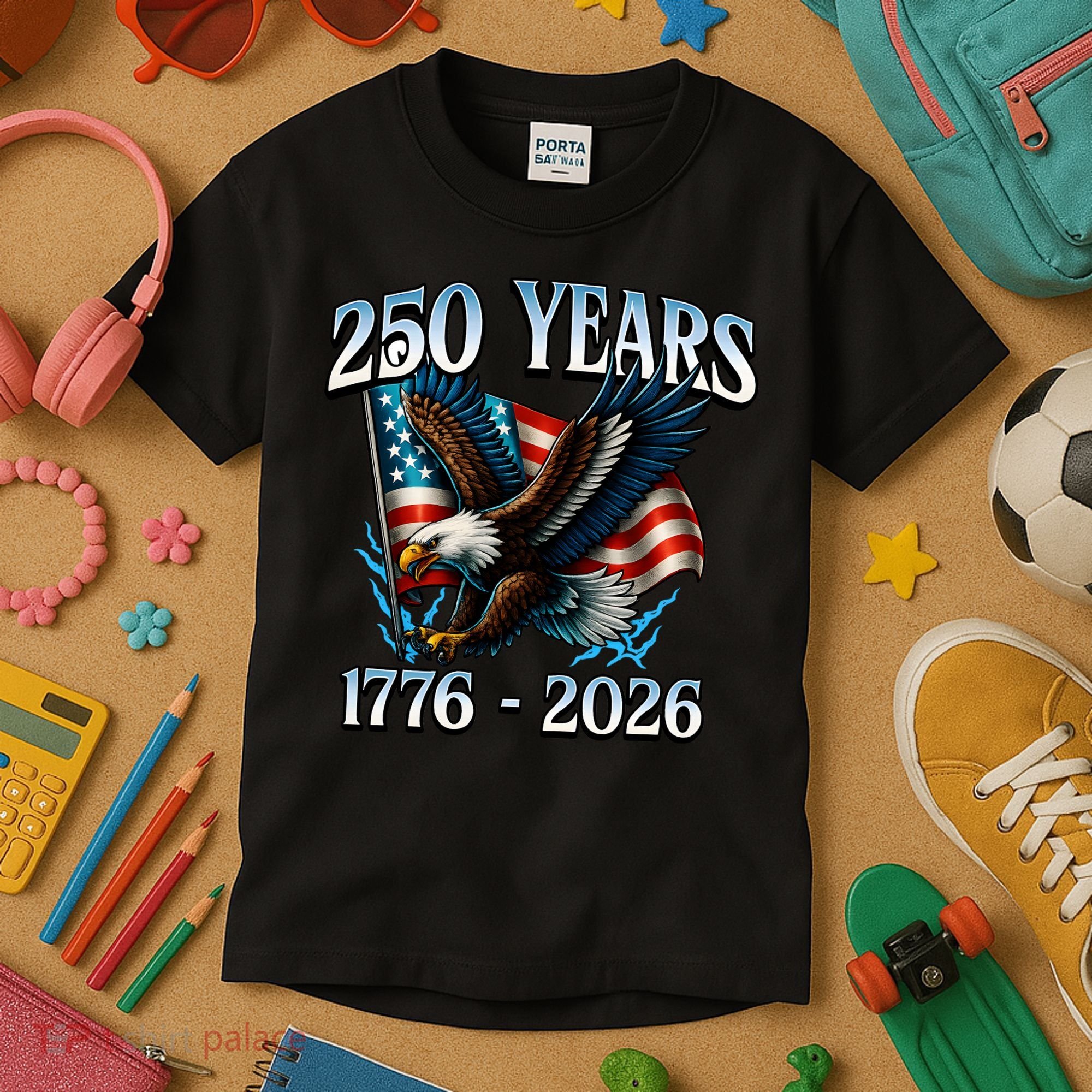 Eagle Flag 250 Years 1776-2026 250th Birthday Kids T-Shirt