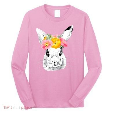 Easter Female Bunny Holiday Long Sleeve Shirt