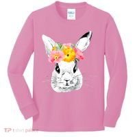 Easter Female Bunny Holiday Kids Long Sleeve Shirt thumb 0