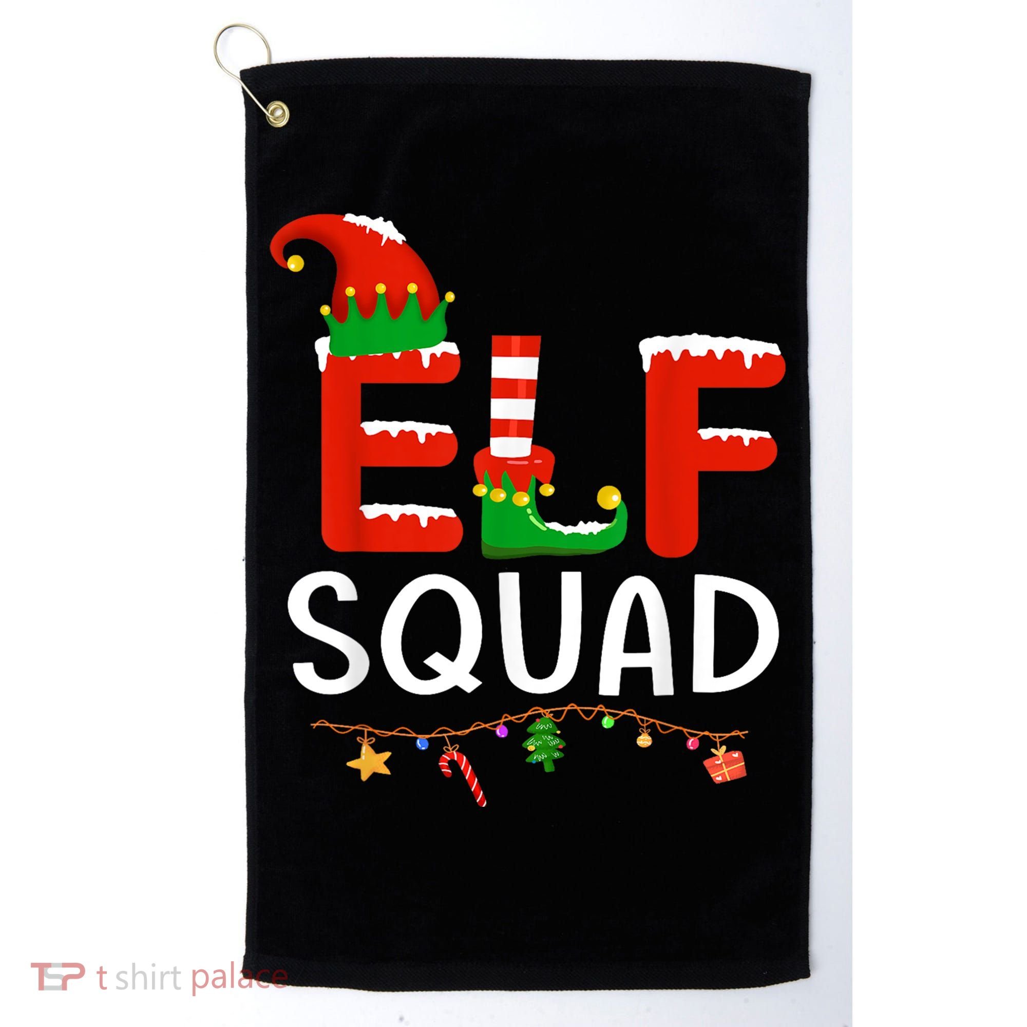 Elf Family Christmas Matching Pajamas XMas Elf Squad Golf Towel