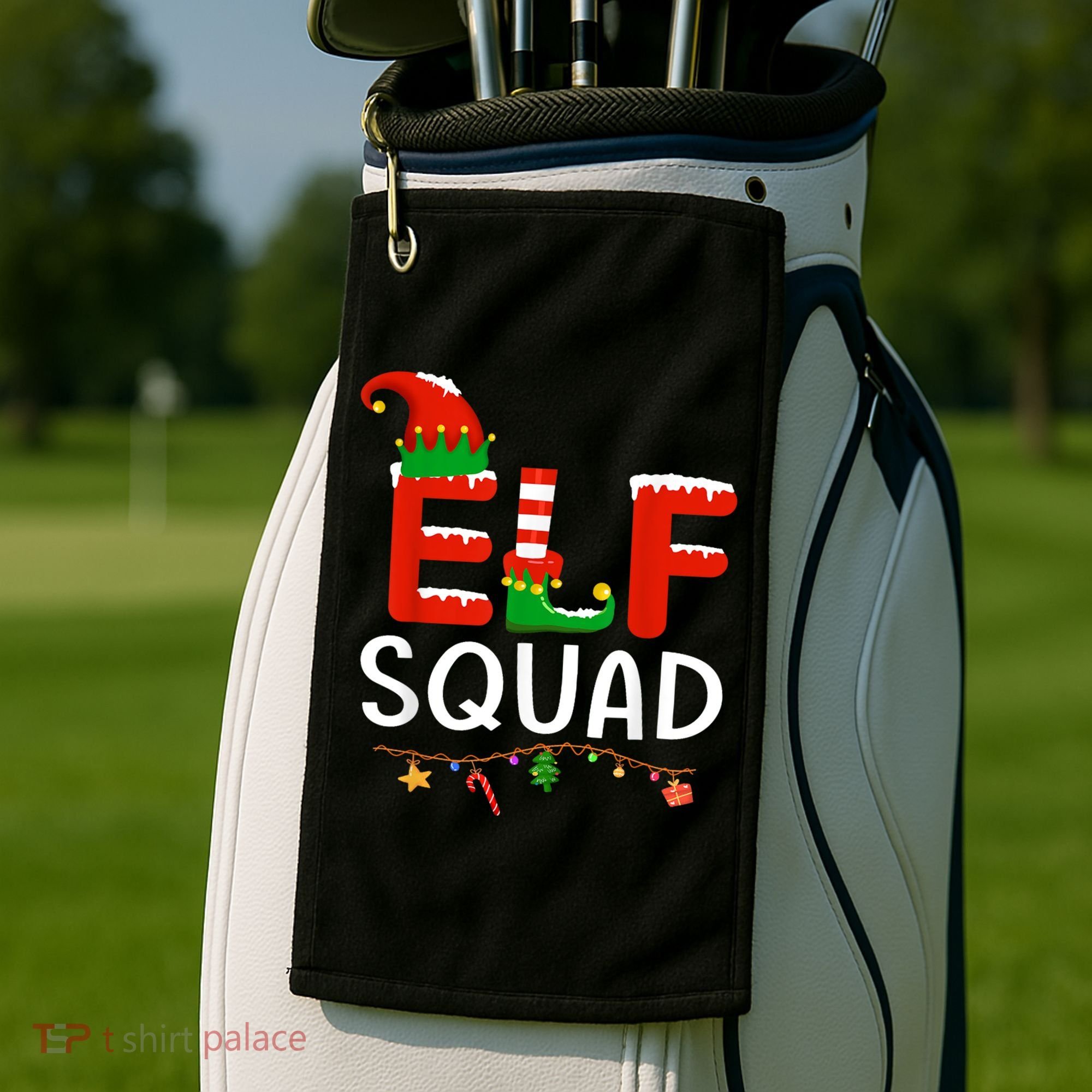 Elf Family Christmas Matching Pajamas XMas Elf Squad Golf Towel