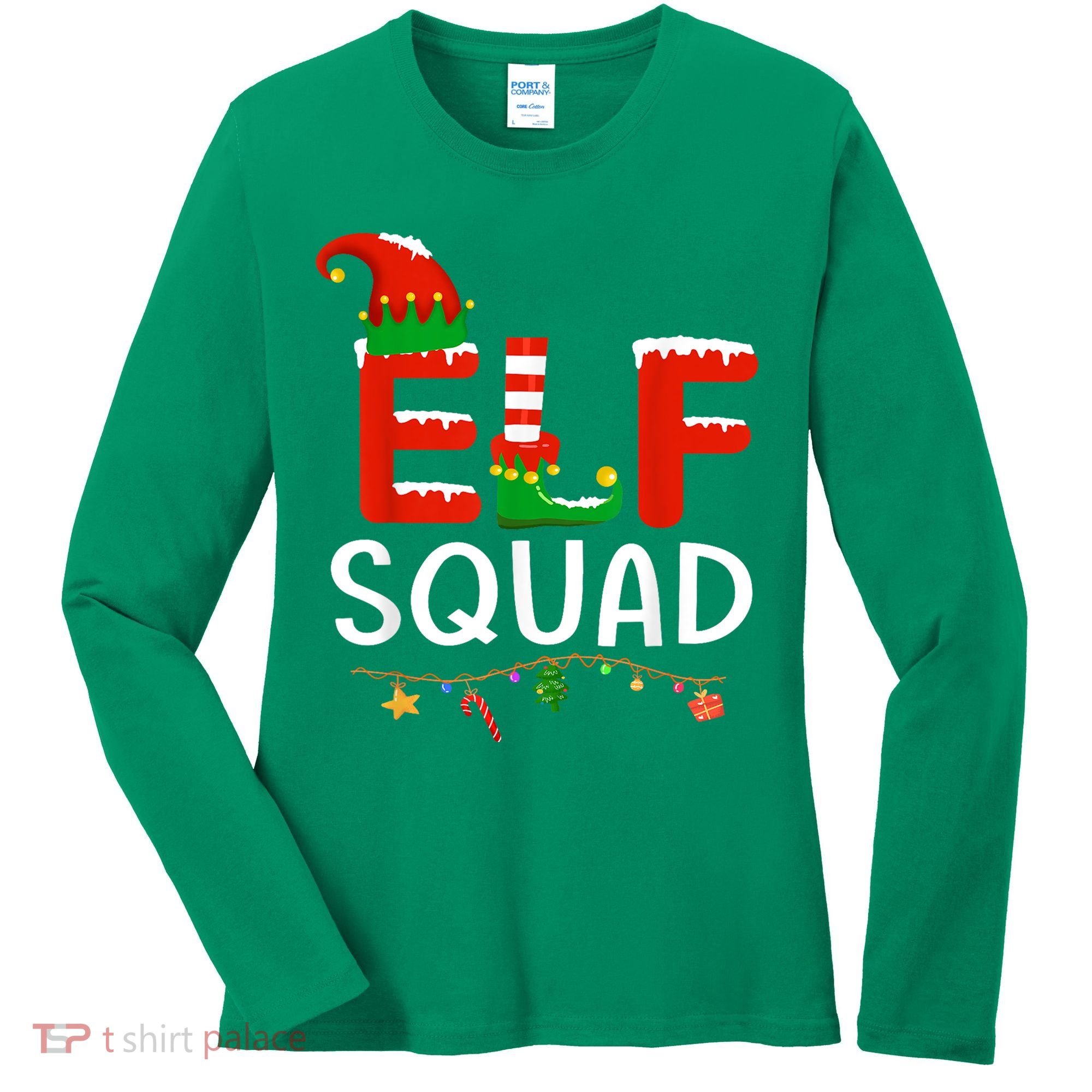 Elf Family Christmas Matching Pajamas XMas Elf Squad Women's Long Sleeve Shirt