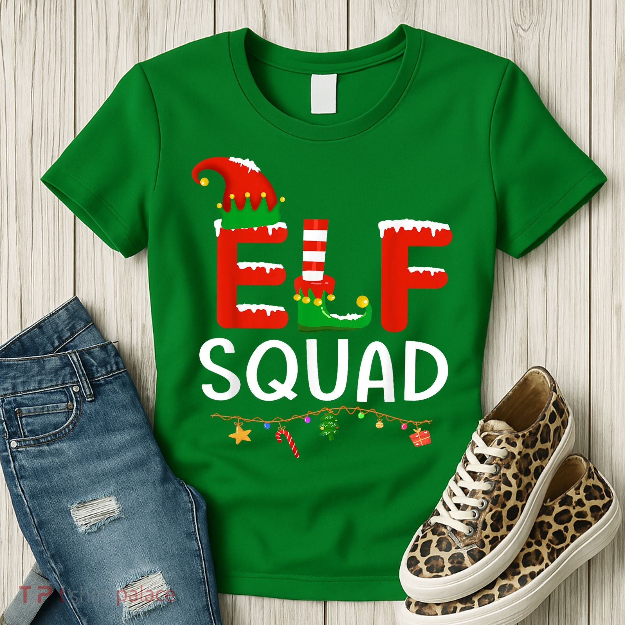 Elf Family Christmas Matching Pajamas XMas Elf Squad Women's T-Shirt