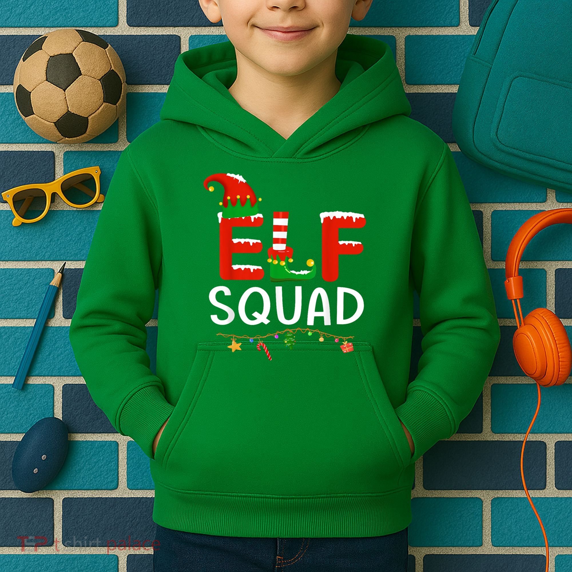 Elf Family Christmas Matching Pajamas XMas Elf Squad Kids Hoodie