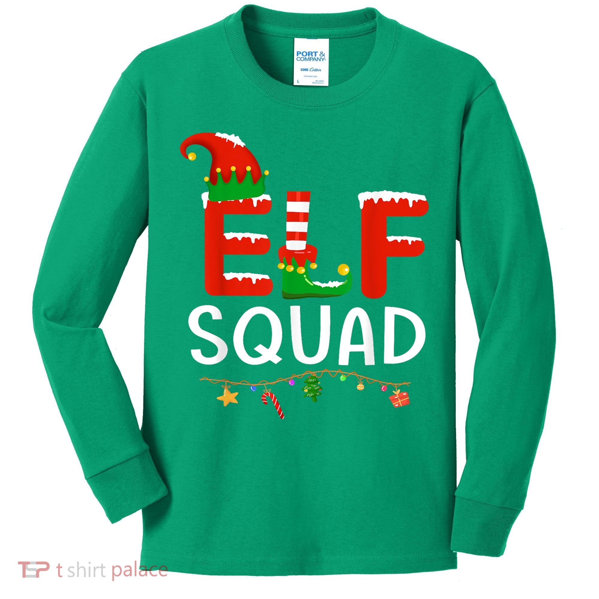 Elf Family Christmas Matching Pajamas XMas Elf Squad Kids Long Sleeve Shirt