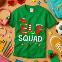 Elf Family Christmas Matching Pajamas XMas Elf Squad Kids T-Shirt thumb 3