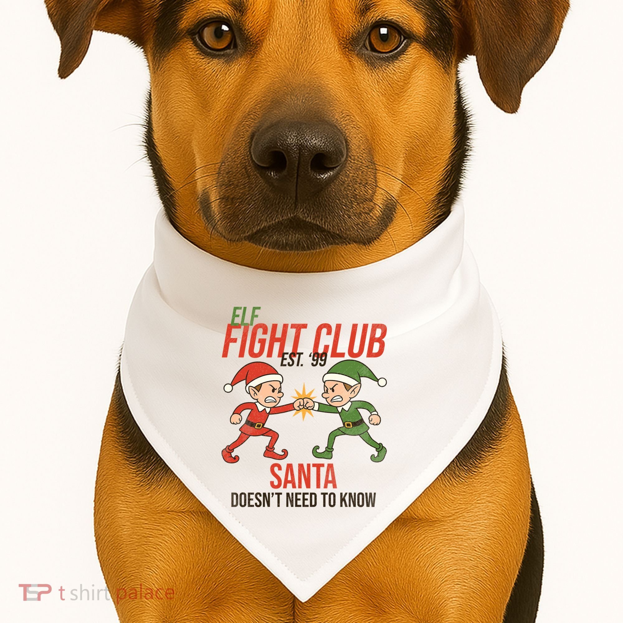 Elf Fight Club USA-Made Doggie Bandana