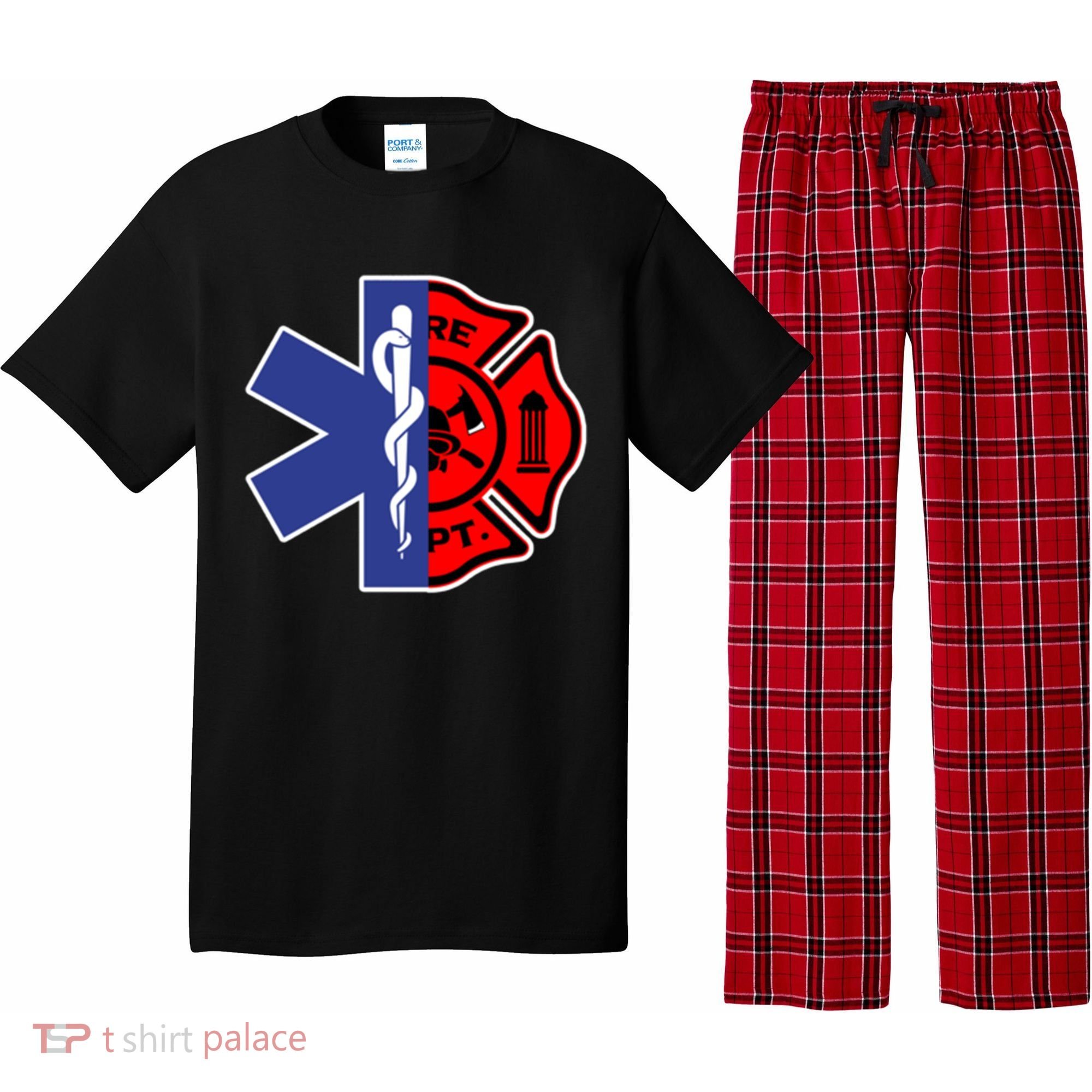 Emt Firefighter Cute Gift Firefighter Two Sided Ems Gift Pajama Set