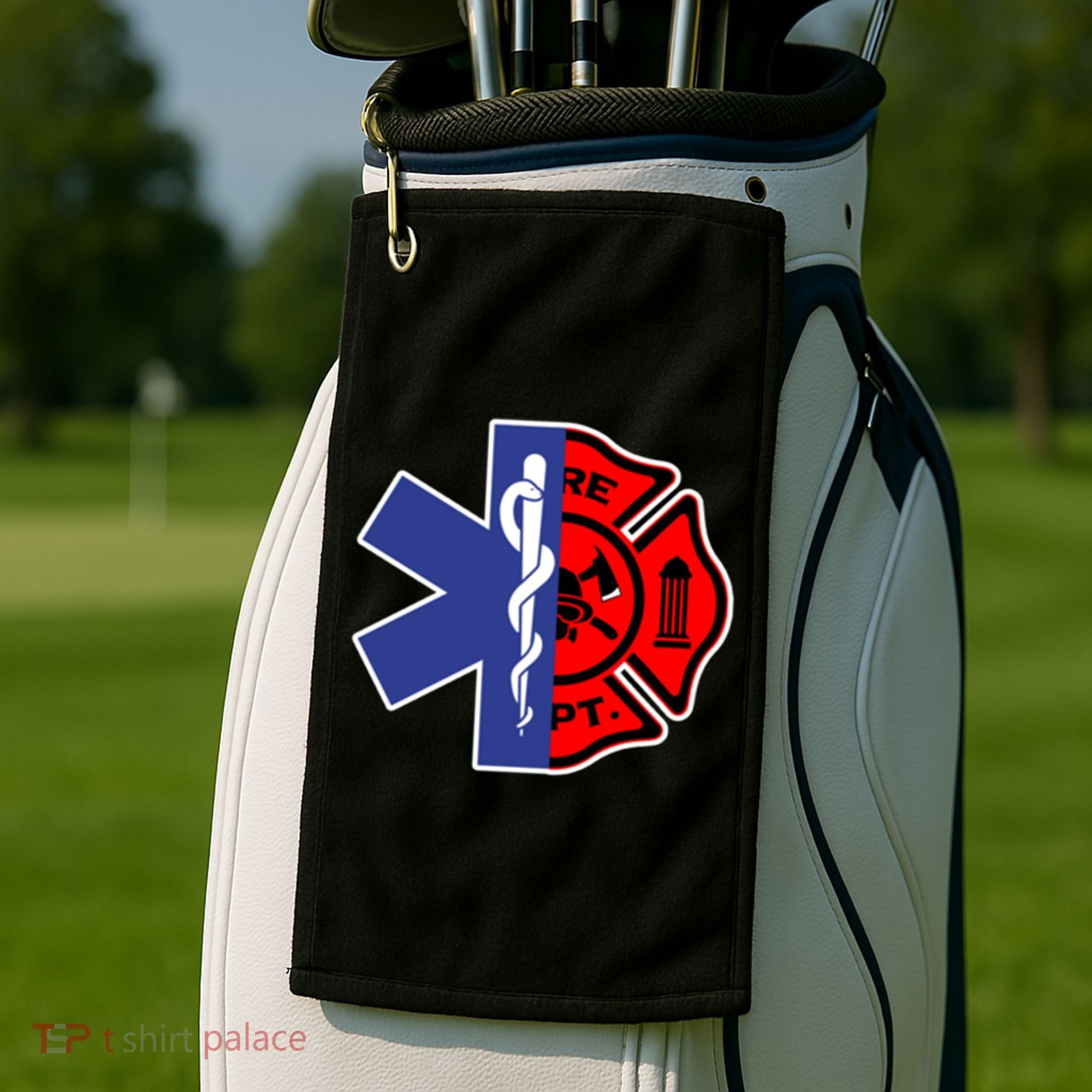 Emt Firefighter Cute Gift Firefighter Two Sided Ems Gift Golf Towel