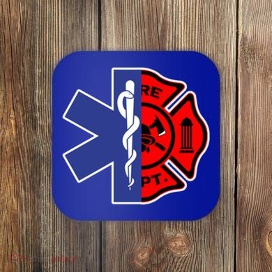 Emt Firefighter Cute Gift Firefighter Two Sided Ems Gift Coaster