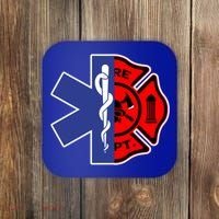 Emt Firefighter Cute Gift Firefighter Two Sided Ems Gift Coaster thumb 0