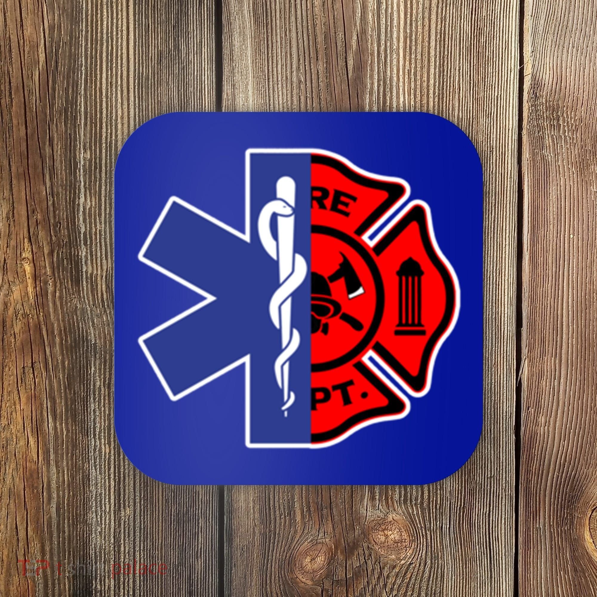 Emt Firefighter Cute Gift Firefighter Two Sided Ems Gift Coaster
