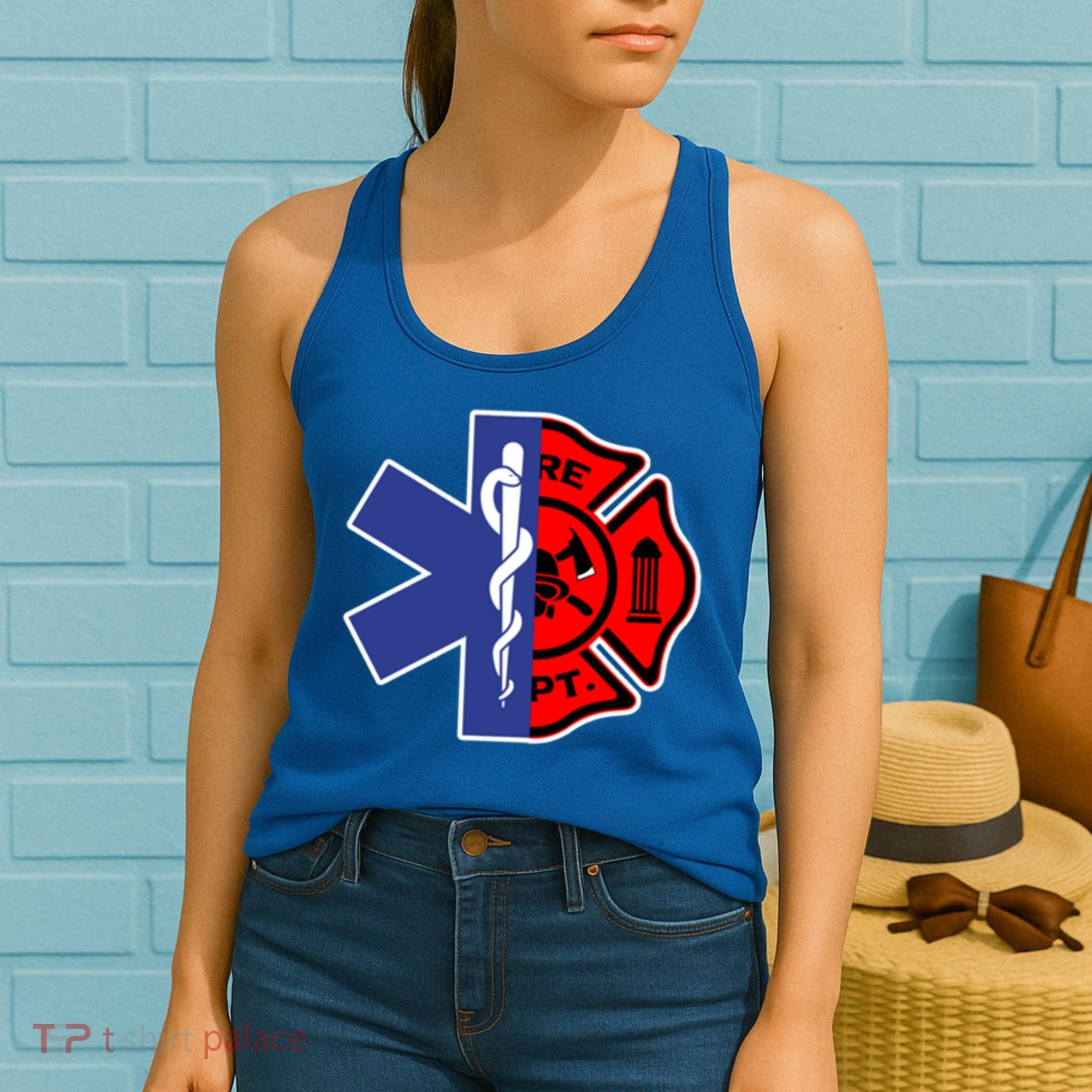 Emt Firefighter Cute Gift Firefighter Two Sided Ems Gift Women's Tank Top