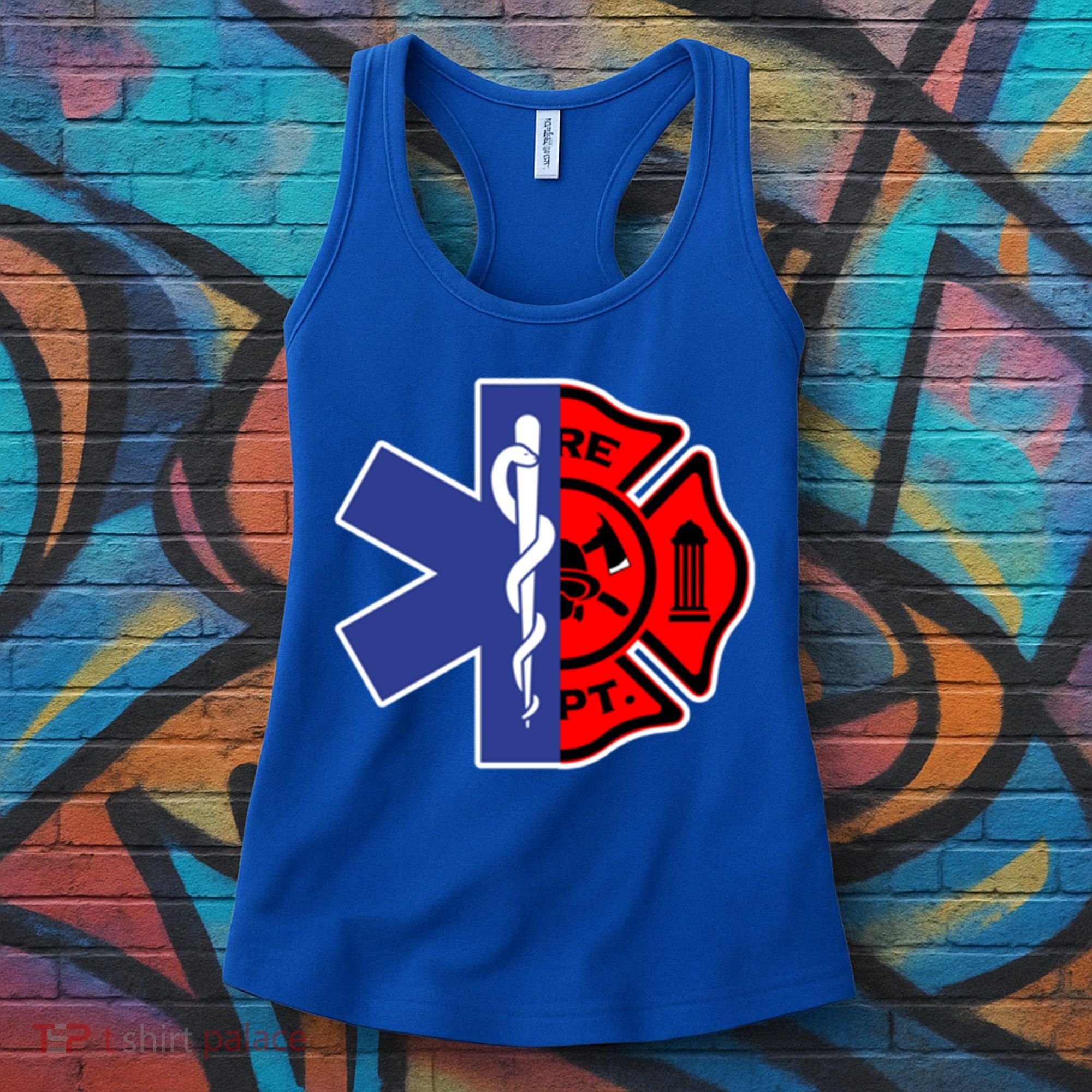Emt Firefighter Cute Gift Firefighter Two Sided Ems Gift Women's Tank Top
