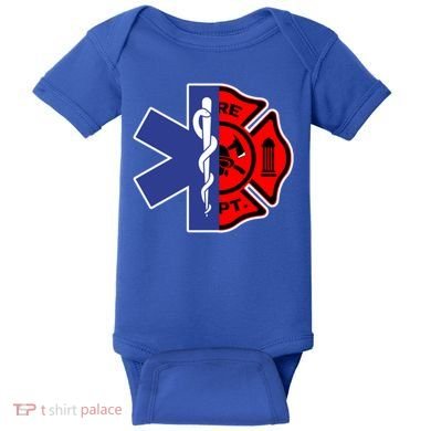 Emt Firefighter Cute Gift Firefighter Two Sided Ems Gift Baby Bodysuit