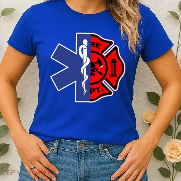 Emt Firefighter Cute Gift Firefighter Two Sided Ems Gift Women's T-Shirt