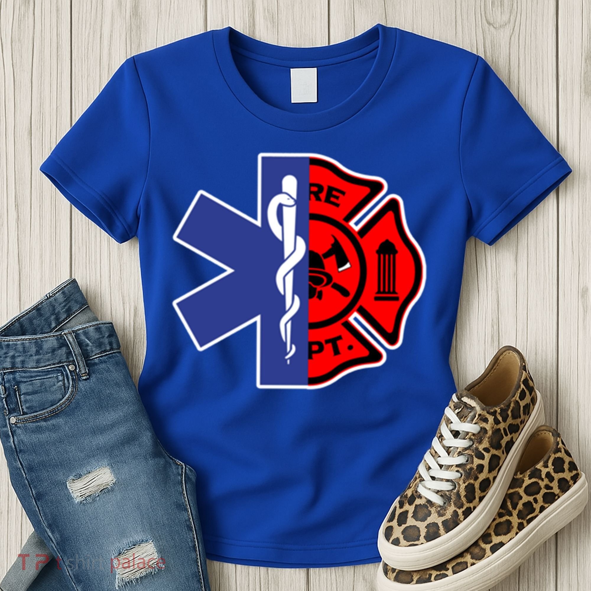 Emt Firefighter Cute Gift Firefighter Two Sided Ems Gift Women's T-Shirt