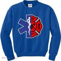 Emt Firefighter Cute Gift Firefighter Two Sided Ems Gift Kids Sweatshirt thumb 0