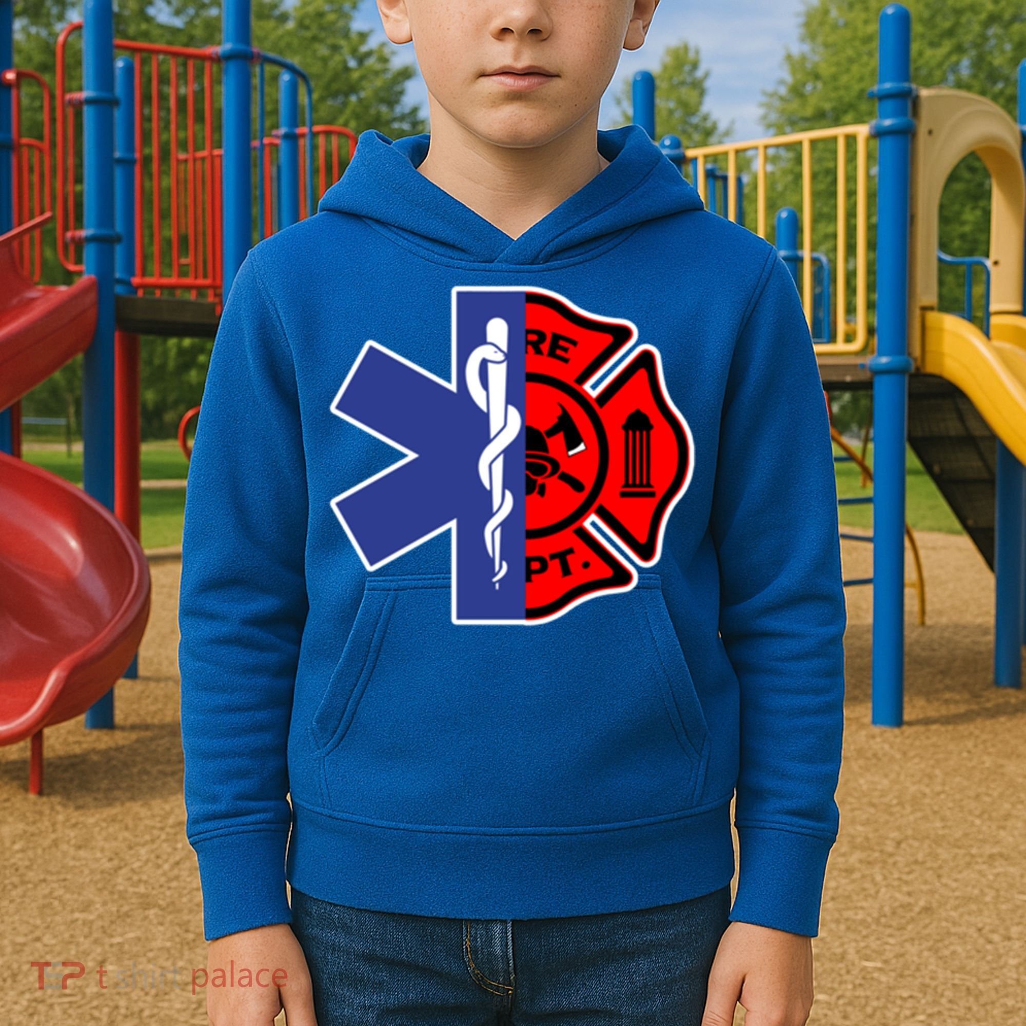 Emt Firefighter Cute Gift Firefighter Two Sided Ems Gift Kids Hoodie