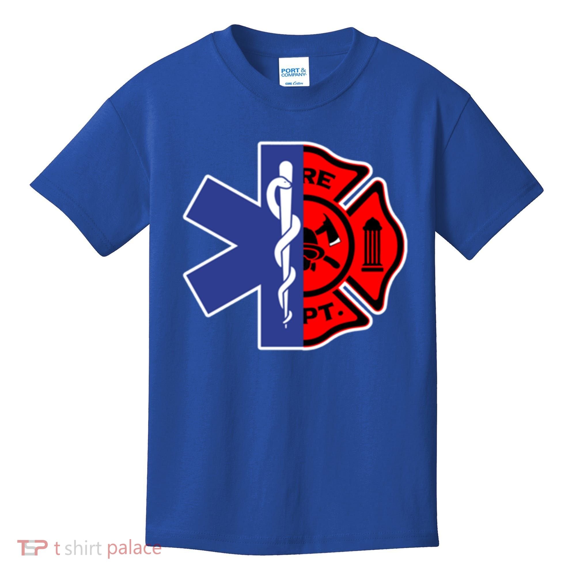 Emt Firefighter Cute Gift Firefighter Two Sided Ems Gift Kids T-Shirt