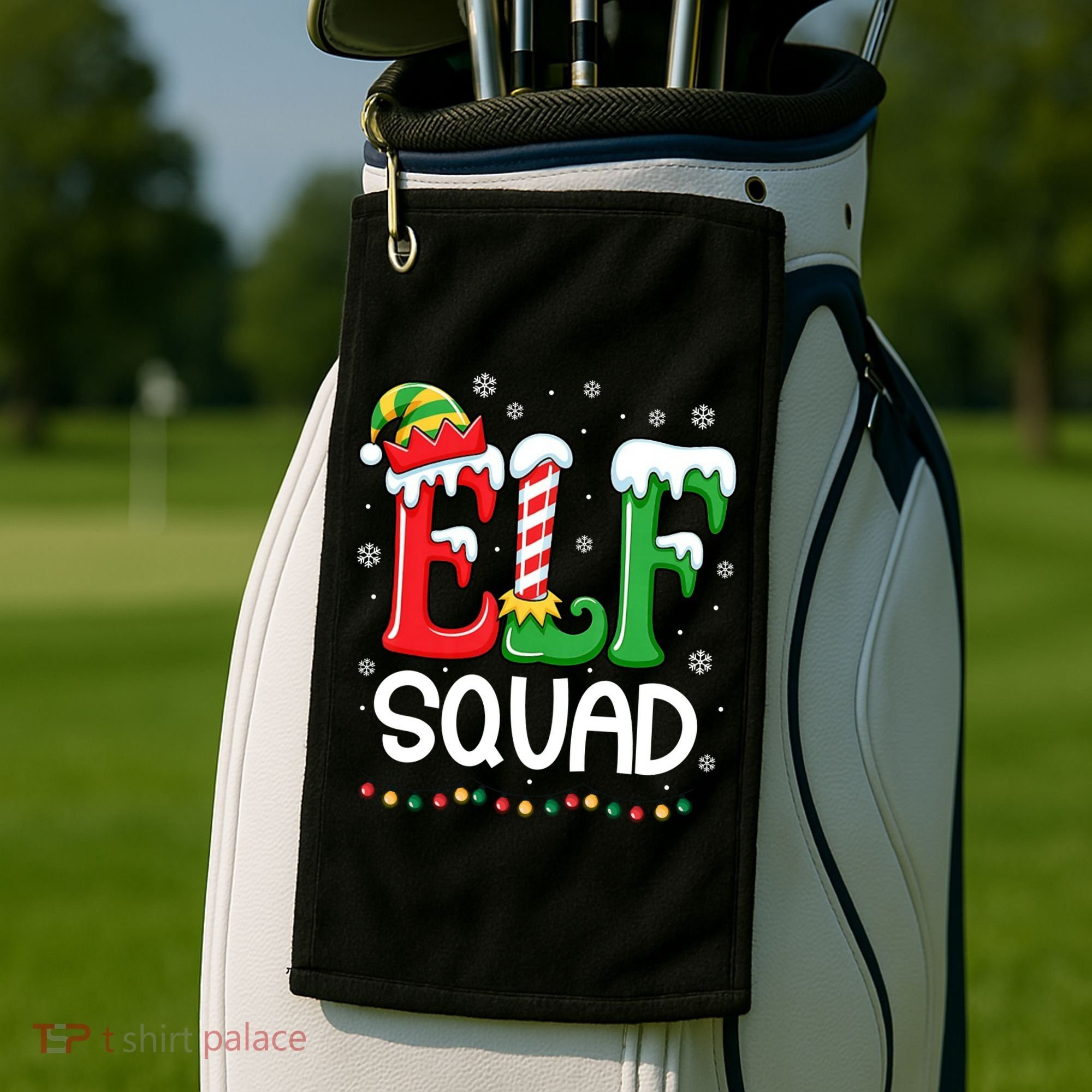 Elf Family Christmas Matching Xmas Elf Squad Golf Towel