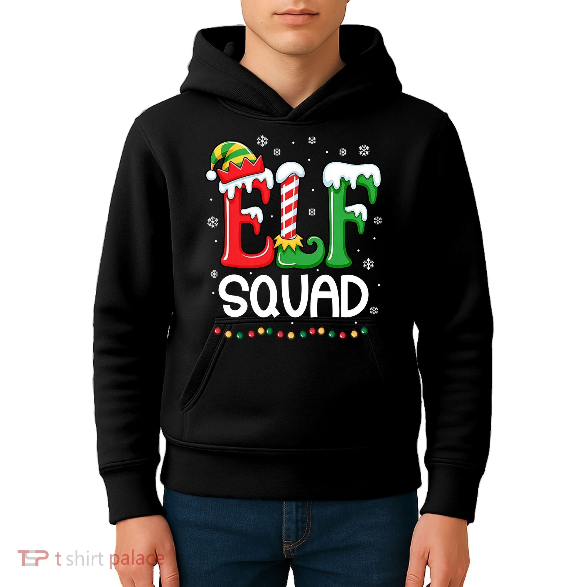Elf Family Christmas Matching Xmas Elf Squad Kids Hoodie