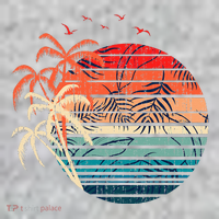 Exotic Flowers Coconut Palm Trees Retro Tropical Summer The Baniff Cuffed Pom Beanie thumb 2