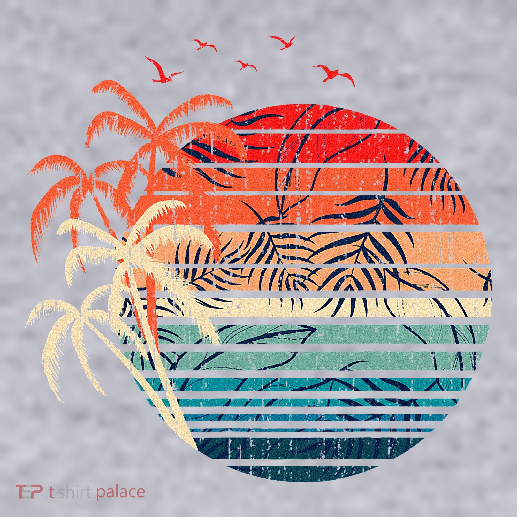Exotic Flowers Coconut Palm Trees Retro Tropical Summer Women's Sweatshirt