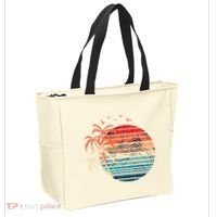 Exotic Flowers Coconut Palm Trees Retro Tropical Summer Tote Bag thumb 2